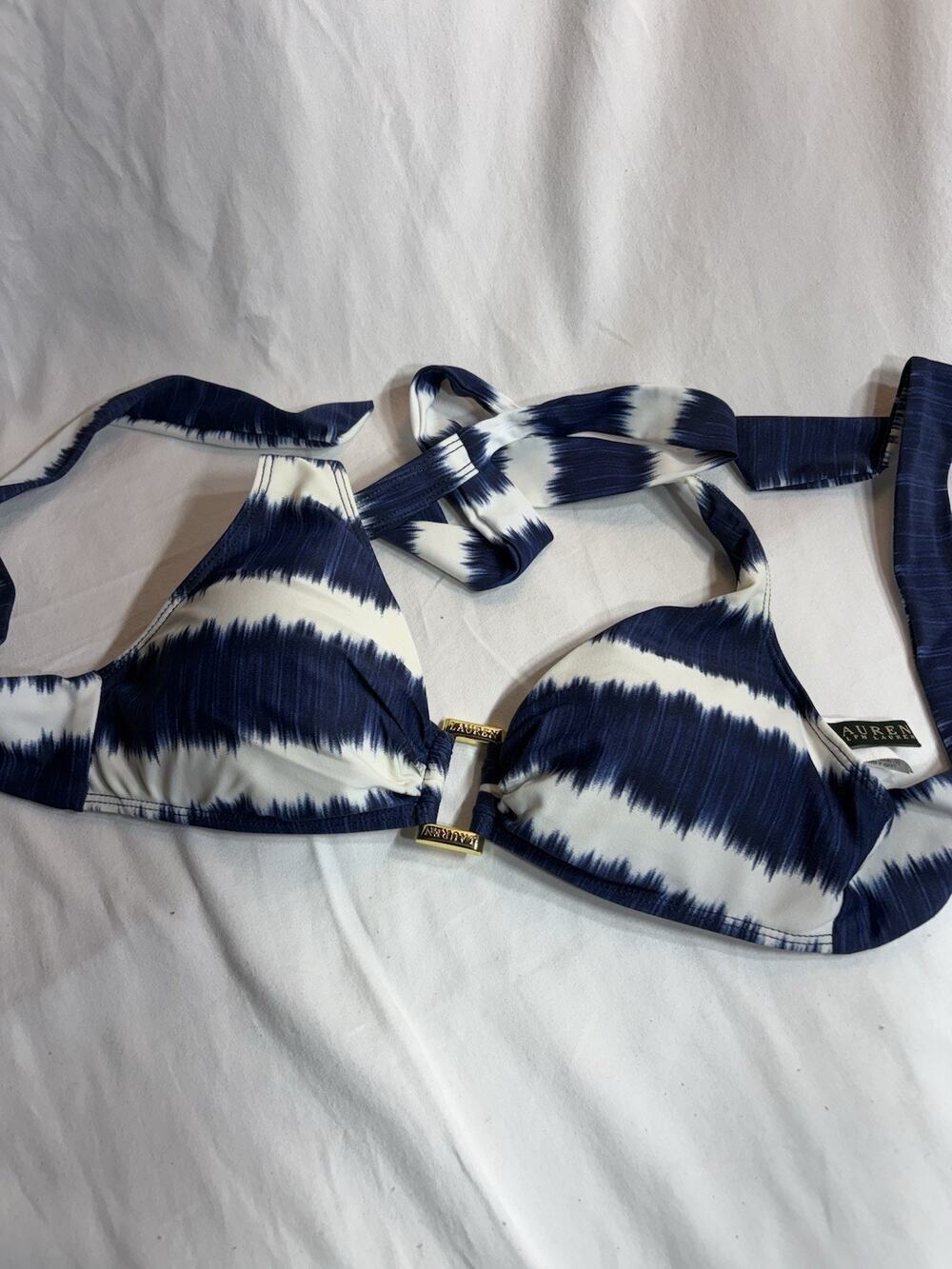 Ralph Lauren Blue And White Bikini Top Size 8